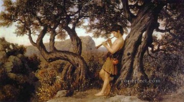 playing Painting - A Shepherd Playing Flute Polish Greek Roman Henryk Siemiradzki